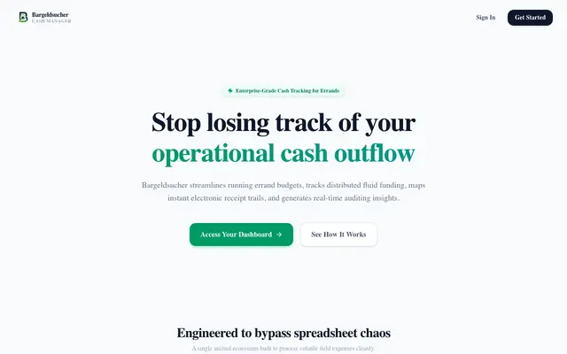 Screenshot of Bargeldsucher — Operational Cash Engine