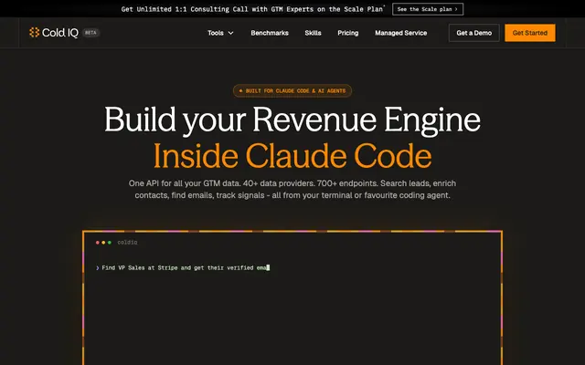 Screenshot of One API for All Your GTM Data | ColdIQ