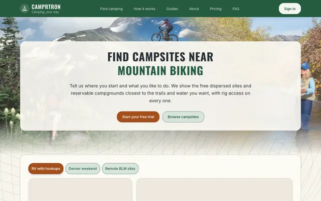 Screenshot of Camprtron: Find Dispersed & Developed Campsites for Your Trip