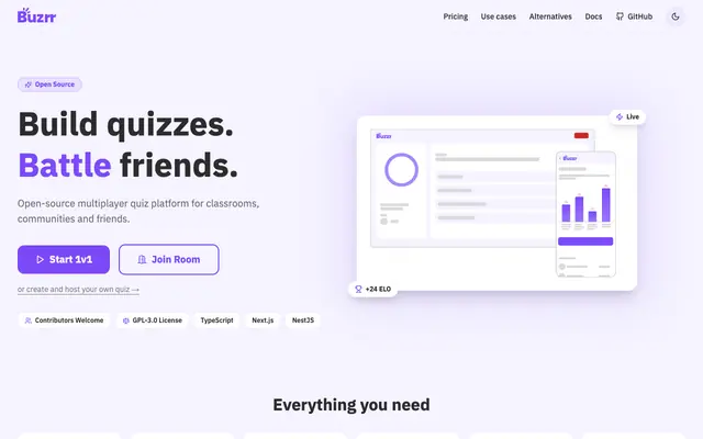 Screenshot of Buzrr - Open Source QuizUp & Kahoot in One: 1v1 Quiz Battles + Live Multiplayer