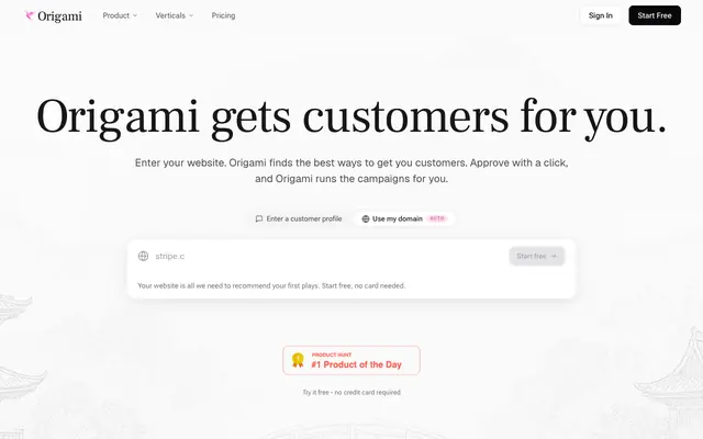 Screenshot of Origami | Find your perfect customers in one prompt