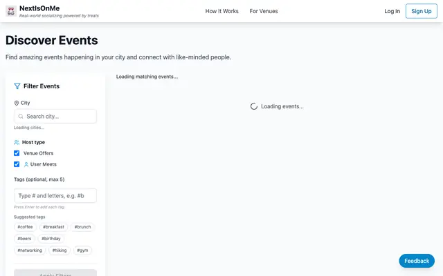 Screenshot of NextIsOnMe - Connect Through Events