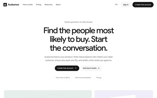 Screenshot of Audyense — Find the B2B software that fits your team