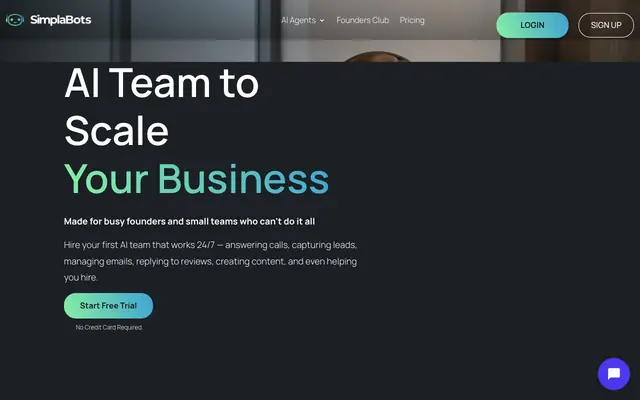 Screenshot of AI Automation and Chatbots for Businesses | SimplaBots