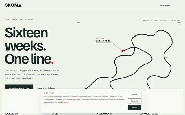 Screenshot of Skoma — Your training, your race, your story.