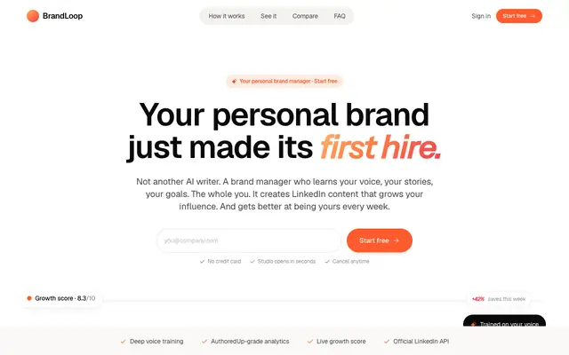 Screenshot of BrandLoop | AI Personal Brand Manager