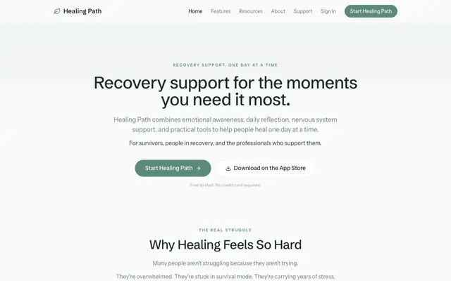 Screenshot of Healing Path - Trauma Recovery System