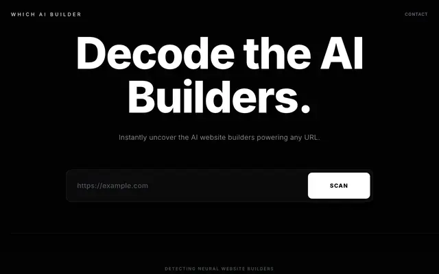 Screenshot of AI Builder Detect | Which AI builder made this site?