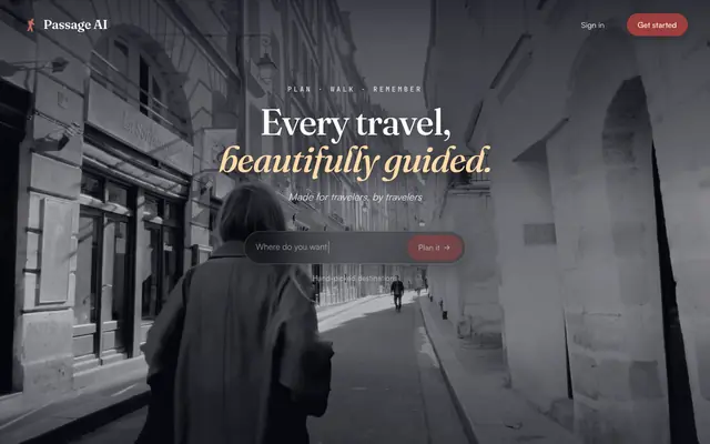 Screenshot of Passage AI — AI Trip Planner & Live Walking Guide