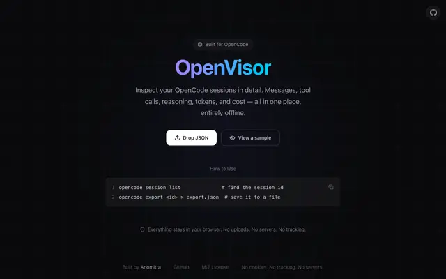 Screenshot of OpenVisor — OpenCode Session Explorer