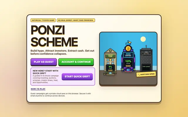 Screenshot of Ponzi Scheme — The Totally Legit Investment Game