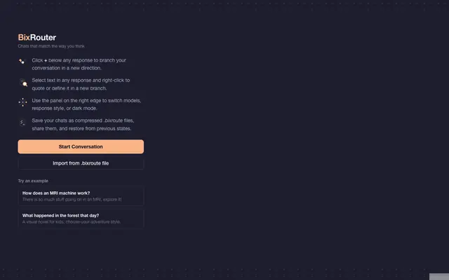 Screenshot of BixRouter