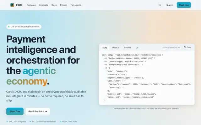 Screenshot of paid-trustfabric