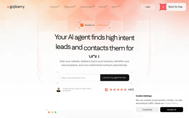 Screenshot of Gojiberry AI - Grow your sales with warm leads & high intent outreach