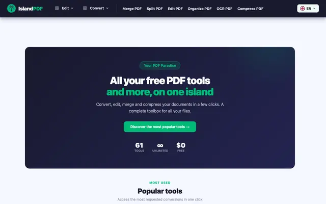 Screenshot of IslandPDF — Your PDF Paradise