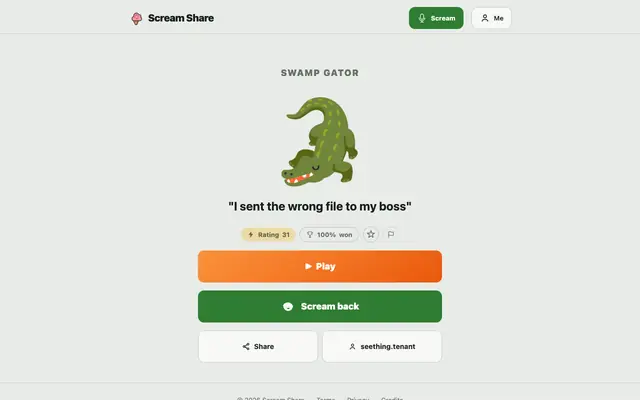 Screenshot of "I sent the wrong file to my boss" · Swamp Gator | I Scream
