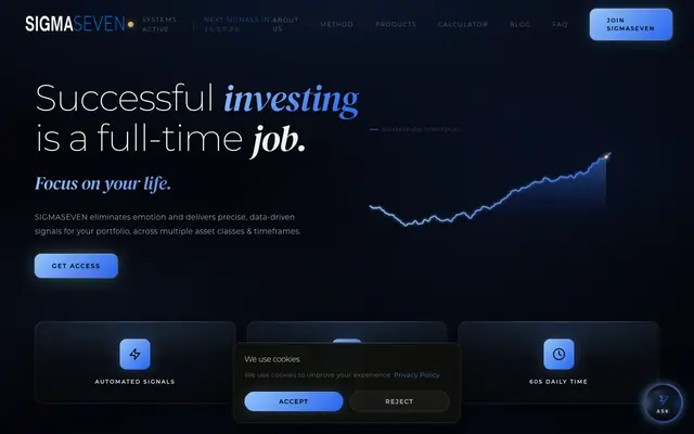 Screenshot of SIGMASEVEN Research | Systematic Bitcoin Signals