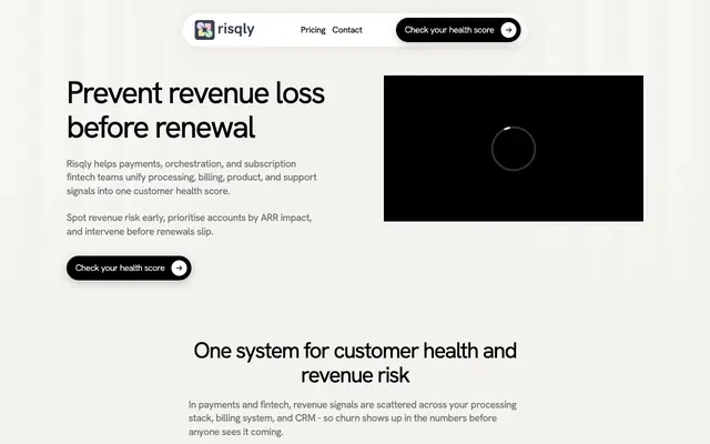 Screenshot of Revenue Loss Prevention Platform for B2B SaaS | Risqly