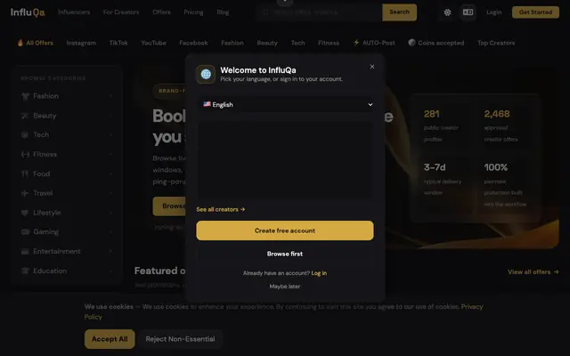 Screenshot of InfluQa - Launch Creator Campaigns with Verified Influencers