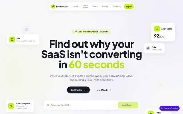 Screenshot of LaunchAudit - AI SaaS Launch Readiness Audit | Ship Faster, Break Less
