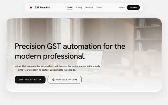 Screenshot of GST Reco Pro - Bulk GSTR & TDS Challan PDF to Excel Converter