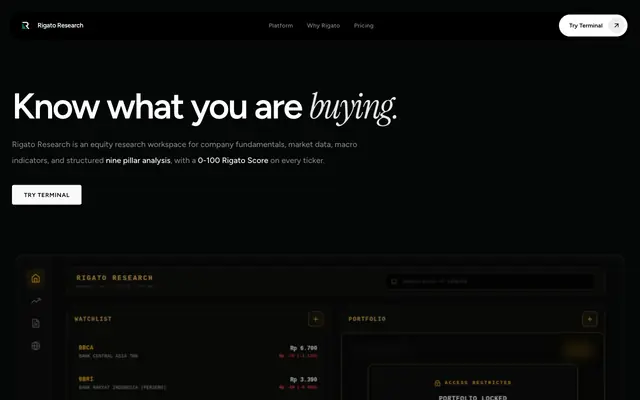 Screenshot of Rigato Research