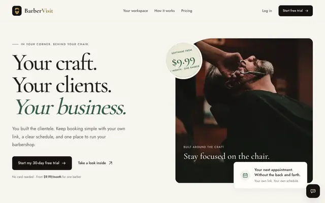 Screenshot of BarberVisit — Book your barber in seconds