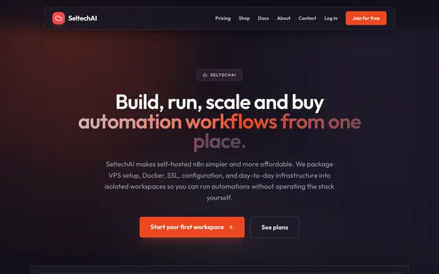 Screenshot of Build, run, scale and buy automation workflows from one place