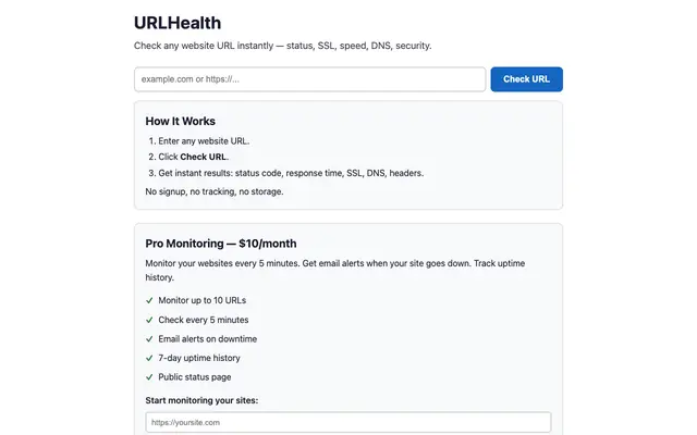 Screenshot of URLHealth – Free Website URL Health Checker