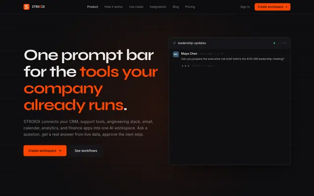 Screenshot of STROKIX | AI Workspace for Business Operations