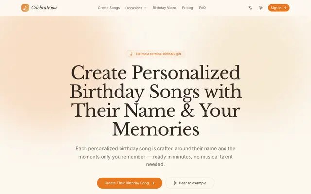Screenshot of Personalized Birthday Songs — CelebrateYou