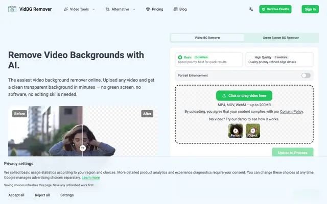Screenshot of Remove Video Backgrounds in Minutes with AI