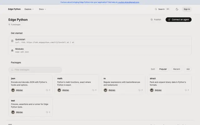 Screenshot of Introduction – Edge Python