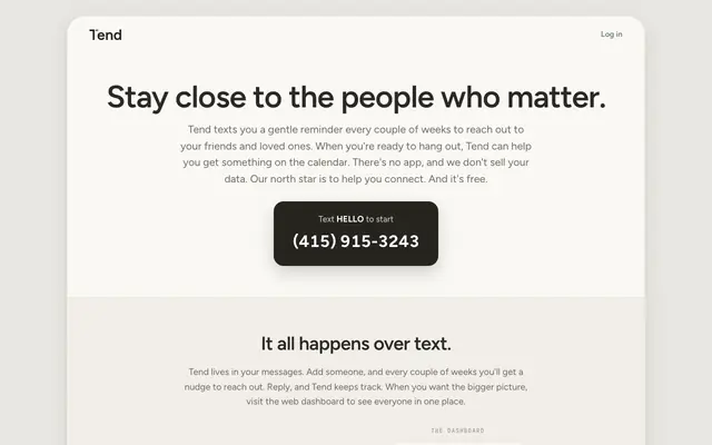 Screenshot of Tend