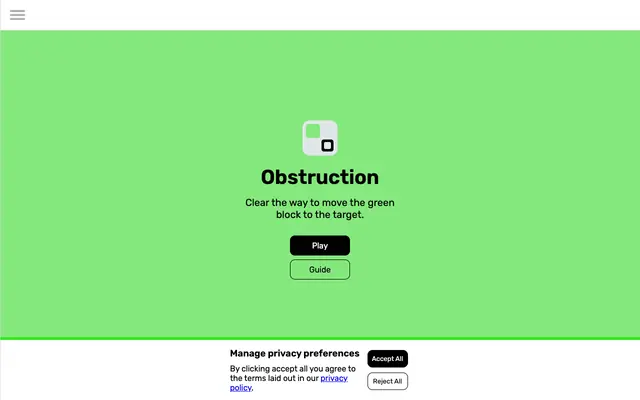 Screenshot of Obstruction | A daily sliding puzzle