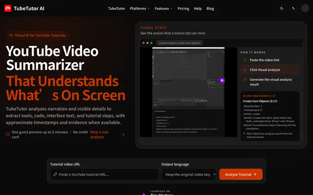 Screenshot of YouTube Video Summarizer – AI Summary, Transcript & Mind Map