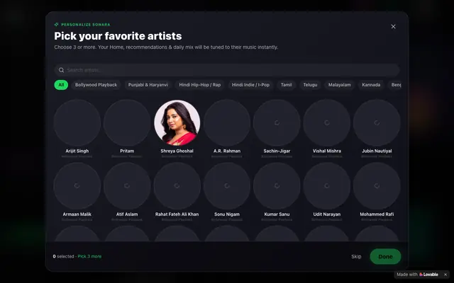 Screenshot of Sonara music world