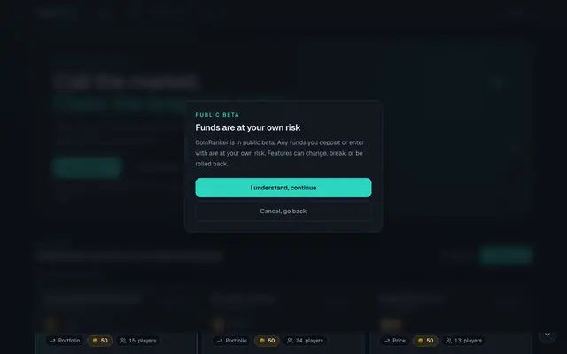 Screenshot of CoinRanker — Custom Crypto Ranking Predictions