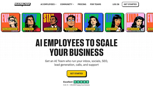Screenshot of AI Employees To Scale Your Business - Marblism