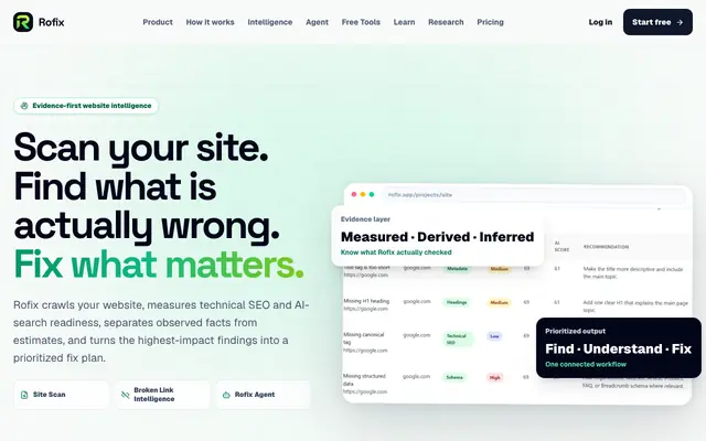 Screenshot of Rofix — AI Search Engineering for your website