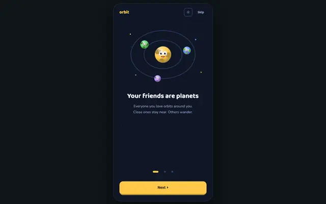 Screenshot of orbit — don't let good people drift away