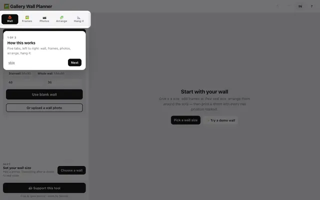 Screenshot of Gallery Wall Planner — plan your wall to scale, free
