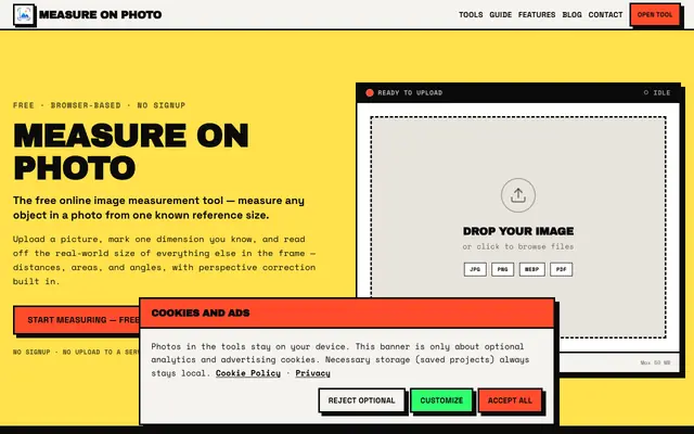 Screenshot of Measure on Photo — Free Online Image Measurement Tool