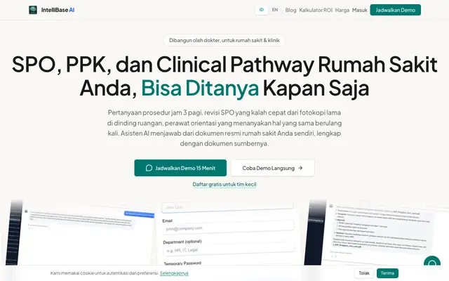 Screenshot of IntelliBase AI — Knowledge Base Internal Perusahaan Berbasis AI