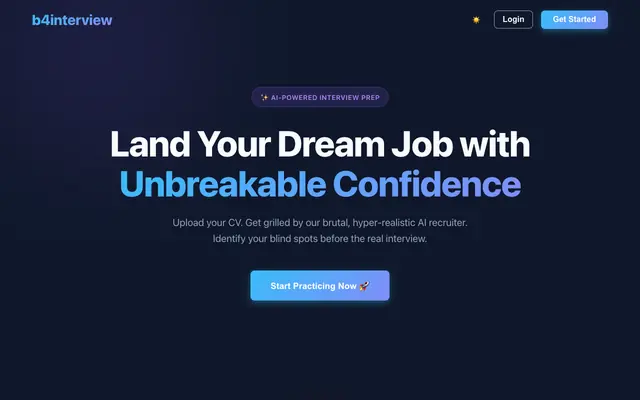 Screenshot of b4interview - AI Interview Prep