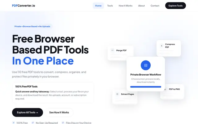 Screenshot of PDFConverter.io | Free Browser Based PDF Tools