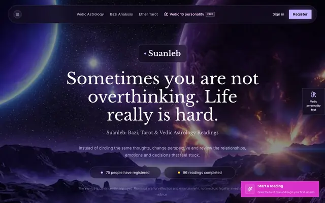 Screenshot of Suanleb Bazi, Tarot & Vedic Astrology Readings | 算了么