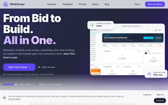 Screenshot of AI Estimating Software for Contractors | WinkScope