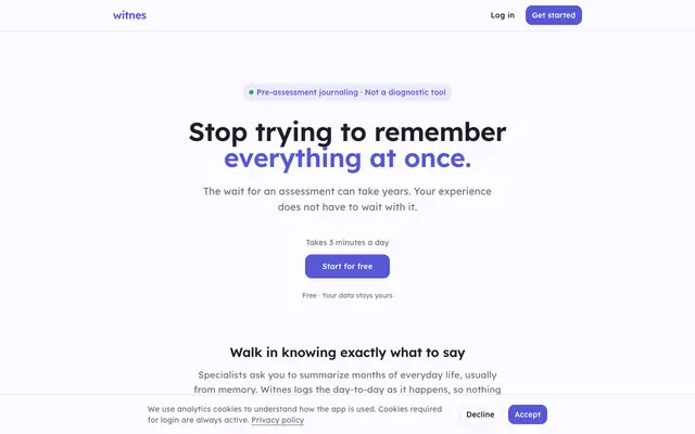 Screenshot of Witnes — Document your journey