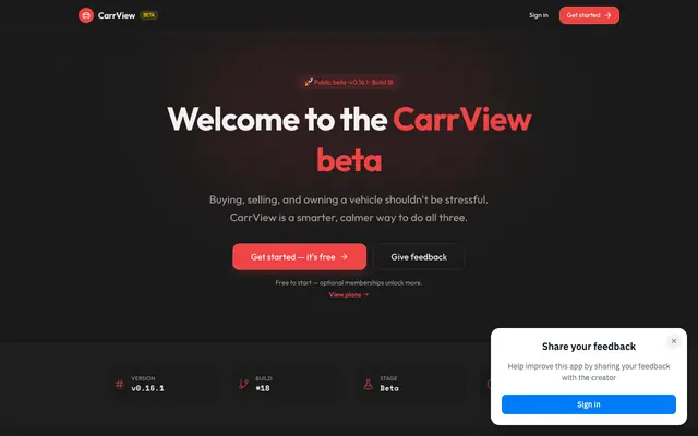 Screenshot of CarrView — Know Before You Buy